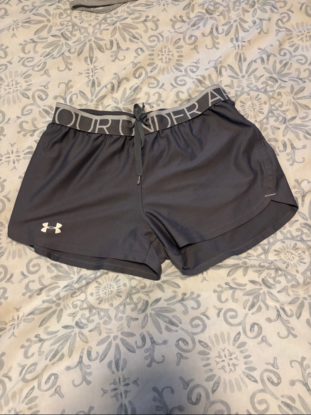 Under Armour Dark Gray Women's Athletic Shorts with Logo Waistband